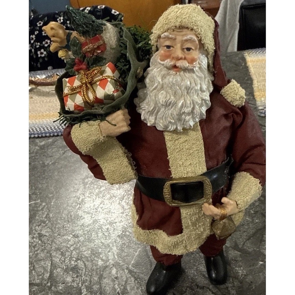 Vintage fabric Mâché Santa Clause 11" figurine